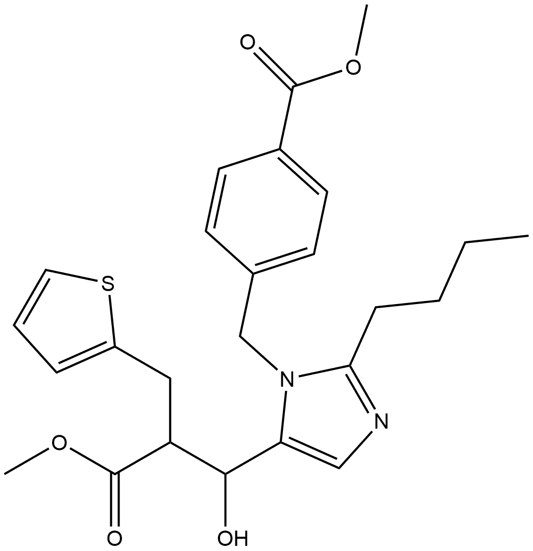 1H-Imidazole-5-propanoic acid, 2-butyl-β-hydroxy-1-[[4-(methoxycarbonyl)phenyl]methyl]-α-(2-thienylmethyl)-, methyl ester Struktur