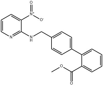 [1,1'-Biphenyl]-2-carboxylic acid, 4'-[[(3-nitro-2-pyridinyl)amino]methyl]-, methyl ester 化学構造式