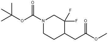 4-Piperidineacetic acid, 1-[(1,1-dimethylethoxy)carbonyl]-3,3-difluoro-, methyl ester Structure