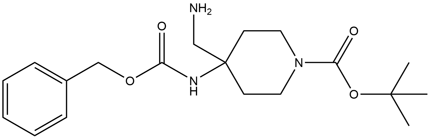 tert-butyl 4-(aminomethyl)-4-(((benzyloxy)carbonyl)-amino)piperidine-1-carboxylate Structure