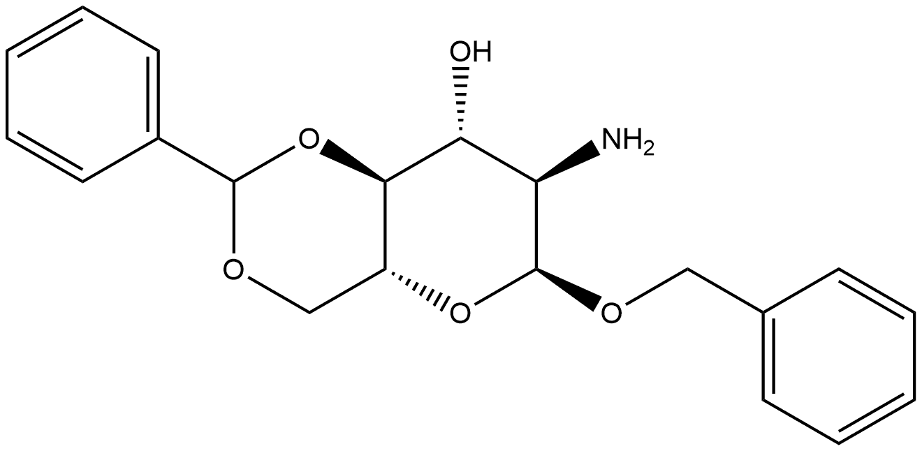 α-D-Glucopyranoside, phenylmethyl 2-amino-2-deoxy-4,6-O-(phenylmethylene)- 化学構造式