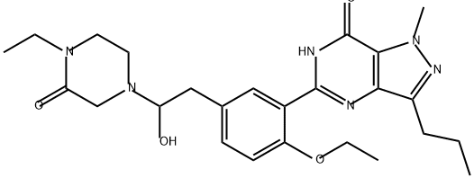 7H-Pyrazolo[4,3-d]pyrimidin-7-one, 5-[2-ethoxy-5-[2-(4-ethyl-3-oxo-1-piperazinyl)-2-hydroxyethyl]phenyl]-1,6-dihydro-1-methyl-3-propyl- Structure