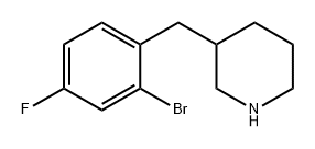 Piperidine, 3-[(2-bromo-4-fluorophenyl)methyl]- Structure