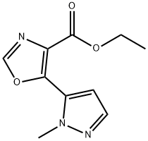 4-Oxazolecarboxylic acid, 5-(1-methyl-1H-pyrazol-5-yl)-, ethyl ester Structure