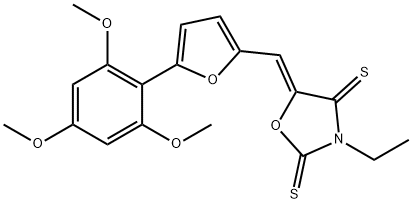 (5Z)-3-乙基-5-[[5-(2,4,6-三甲氧基苯基)-2-呋喃基]亚甲基]-2,4-恶唑烷二硫酮, 1339917-72-4, 结构式
