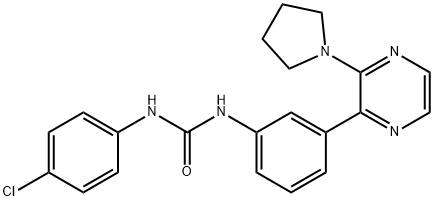 1-(4-Chlorophenyl)-3-{3-[3-
(pyrrolidin-1-yl)pyrazin-2-
yl]phenyl}urea Structure