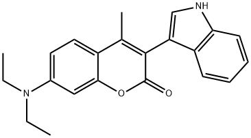 2H-1-Benzopyran-2-one, 7-(diethylamino)-3-(1H-indol-3-yl)-4-methyl-