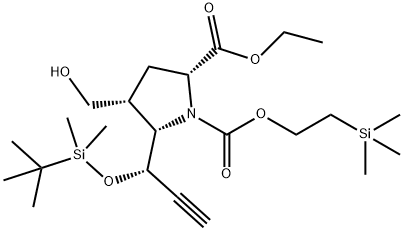 1,2-Pyrrolidinedicarboxylic acid, 5-[(1S)-1-[[(1,1-dimethylethyl)dimethylsilyl]oxy]-2-propyn-1-yl]-4-(hydroxymethyl)-, 2-ethyl 1-[2-(trimethylsilyl)ethyl] ester, (2R,4R,5S)-