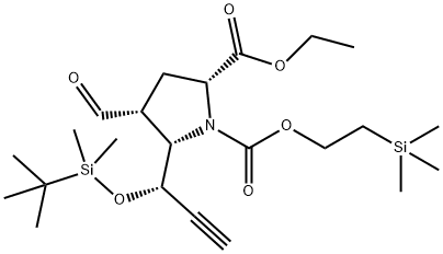 1,2-Pyrrolidinedicarboxylic acid, 5-[(1S)-1-[[(1,1-dimethylethyl)dimethylsilyl]oxy]-2-propyn-1-yl]-4-formyl-, 2-ethyl 1-[2-(trimethylsilyl)ethyl] ester, (2R,4R,5S)-