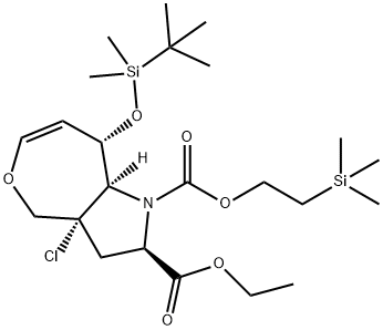 1H-Oxepino[4,3-b]pyrrole-1,2-dicarboxylic acid, 3a-chloro-8-[[(1,1-dimethylethyl)dimethylsilyl]oxy]-2,3,3a,4,8,8a-hexahydro-, 2-ethyl 1-[2-(trimethylsilyl)ethyl] ester, (2R,3aS,8S,8aR)-