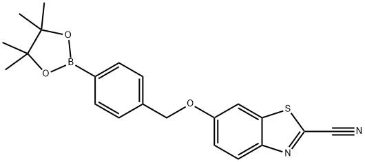 2-Benzothiazolecarbonitrile, 6-[[4-(4,4,5,5-tetramethyl-1,3,2-dioxaborolan-2-yl)phenyl]methoxy]- Struktur