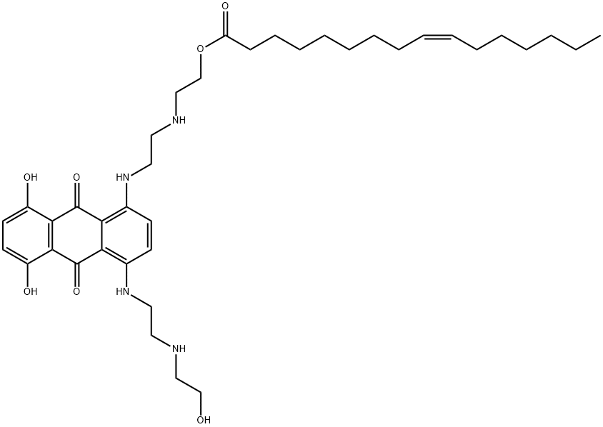 9-Hexadecenoic acid, 2-[[2-[[9,10-dihydro-5,8-dihydroxy-4-[[2-[(2-hydroxyethyl)amino]ethyl]amino]-9,10-dioxo-1-anthracenyl]amino]ethyl]amino]ethyl ester, (9Z)- Struktur