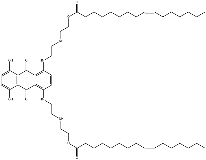 9-Hexadecenoic acid, 1,1'-[(9,10-dihydro-5,8-dihydroxy-9,10-dioxo-1,4-anthracenediyl)bis(imino-2,1-ethanediylimino-2,1-ethanediyl)] ester, (9Z,9'Z)- Struktur
