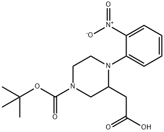 {4-[(tert-Butoxy)carbonyl]-1-(2-nitrophenyl)piperazin-2-yl}acetic acid Structure