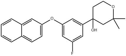 2H-Pyran-4-ol, 4-[3-fluoro-5-(2-naphthalenyloxy)phenyl]tetrahydro-2,2-dimethyl- Structure