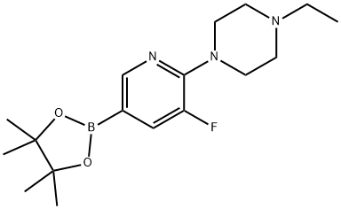 Piperazine, 1-ethyl-4-[3-fluoro-5-(4,4,5,5-tetramethyl-1,3,2-dioxaborolan-2-yl)-2-pyridinyl]- Struktur