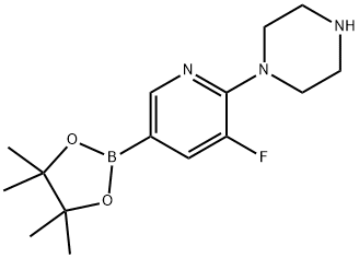 Piperazine, 1-[3-fluoro-5-(4,4,5,5-tetramethyl-1,3,2-dioxaborolan-2-yl)-2-pyridinyl]-,1351392-29-4,结构式