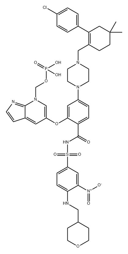 Benzamide, 4-[4-[[2-(4-chlorophenyl)-4,4-dimethyl-1-cyclohexen-1-yl]methyl]-1-piperazinyl]-N-[[3-nitro-4-[[(tetrahydro-2H-pyran-4-yl)methyl]amino]phenyl]sulfonyl]-2-[[7-[(phosphonooxy)methyl]-7H-pyrrolo[2,3-b]pyridin-5-yl]oxy]-|