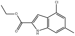 4-氯-6-甲基-1H-吲哚-2-甲酸乙酯 结构式
