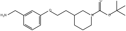 1-Piperidinecarboxylic acid, 3-[2-[3-(aminomethyl)phenoxy]ethyl]-, 1,1-dimethylethyl ester Structure