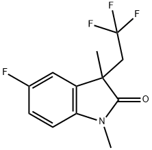 2H-Indol-2-one, 5-fluoro-1,3-dihydro-1,3-dimethyl-3-(2,2,2-trifluoroethyl)- 结构式