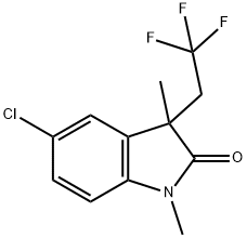 2H-Indol-2-one, 5-chloro-1,3-dihydro-1,3-dimethyl-3-(2,2,2-trifluoroethyl)- 结构式