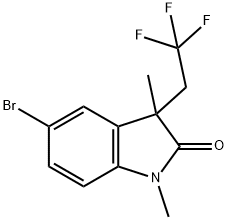 2H-Indol-2-one, 5-bromo-1,3-dihydro-1,3-dimethyl-3-(2,2,2-trifluoroethyl)- Struktur