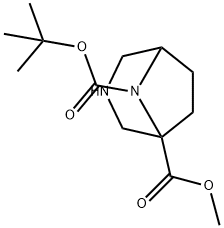 3,8-Diazabicyclo[3.2.1]octane-1,8-dicarboxylic acid, 8-(1,1-dimethylethyl) 1-methyl ester Structure