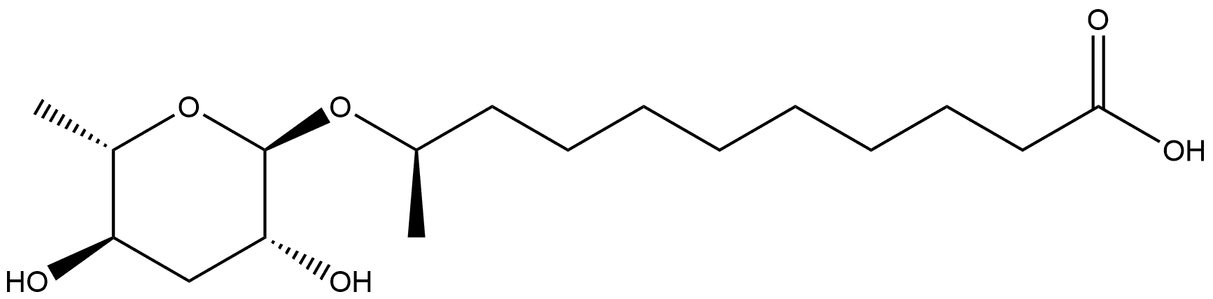 Undecanoic acid, 10-[(3,6-dideoxy-α-L-arabino-hexopyranosyl)oxy]-, (10R)- Structure