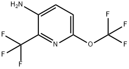 3-Amino-6-(trifluoromethoxy)-2-(trifluoromethyl)pyridine 结构式