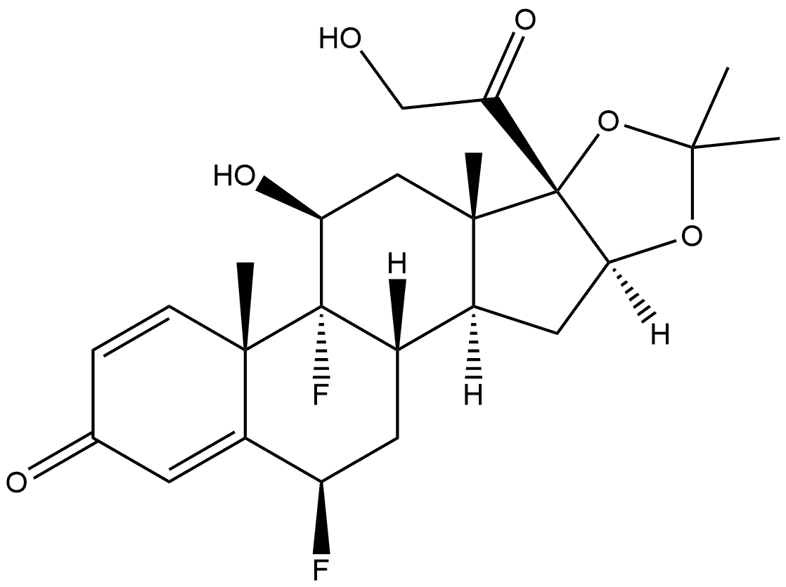 Pregna-1,4-diene-3,20-dione, 6,9-difluoro-11,21-dihydroxy-16,17-[(1-methylethylidene)bis(oxy)]-, (6β,11β,16α)- Structure