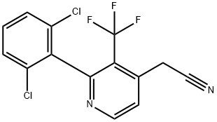 2-(2,6-Dichlorophenyl)-3-(trifluoromethyl)pyridine-4-acetonitrile 化学構造式