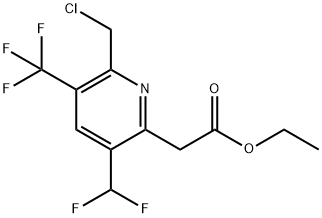Ethyl 2-(chloromethyl)-5-(difluoromethyl)-3-(trifluoromethyl)pyridine-6-acetate 结构式