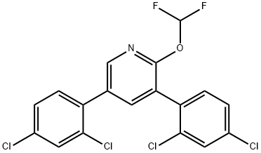 3,5-Bis(2,4-dichlorophenyl)-2-(difluoromethoxy)pyridine 结构式