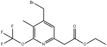 Ethyl 4-(bromomethyl)-3-methyl-2-(trifluoromethoxy)pyridine-6-acetate 结构式