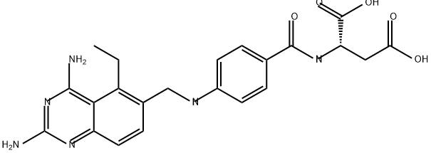 L-Aspartic acid, N-[4-[[(2,4-diamino-5-ethyl-6-quinazolinyl)methyl]amino]benzoyl]- Structure