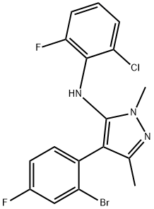 1H-Pyrazol-5-amine, 4-(2-bromo-4-fluorophenyl)-N-(2-chloro-6-fluorophenyl)-1,3-dimethyl- Structure