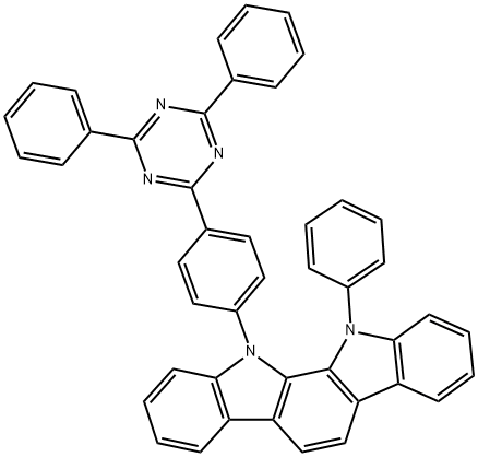 Indolo[2,3-a]carbazole, 11-[4-(4,6-diphenyl-1,3,5-triazin-2-yl)phenyl]-11,12-dihydro-12-phenyl- Struktur