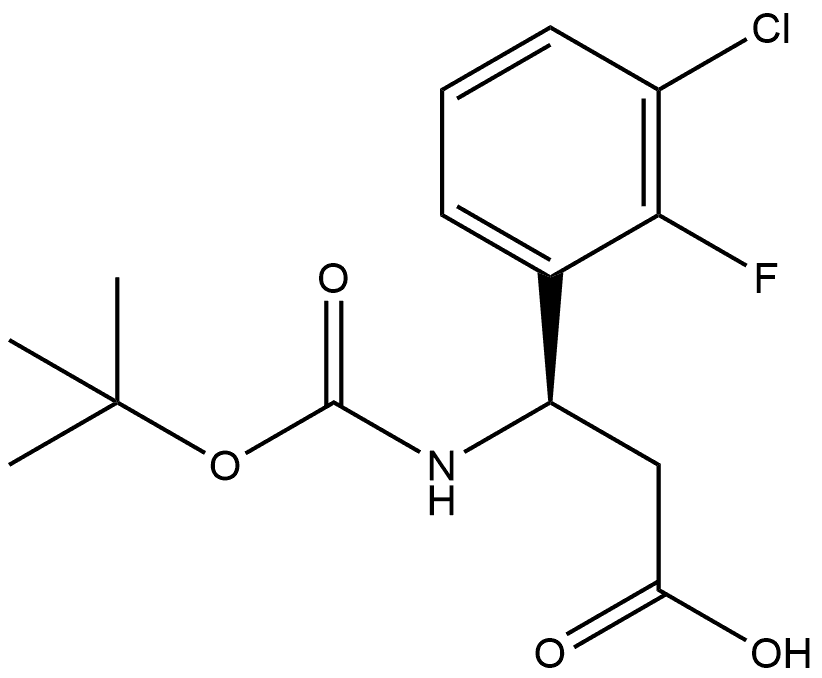 methyl (R)-3-((tert-butoxycarbonyl)amino)-3-(3-chloro-2-fluorophenyl)propanoate 结构式