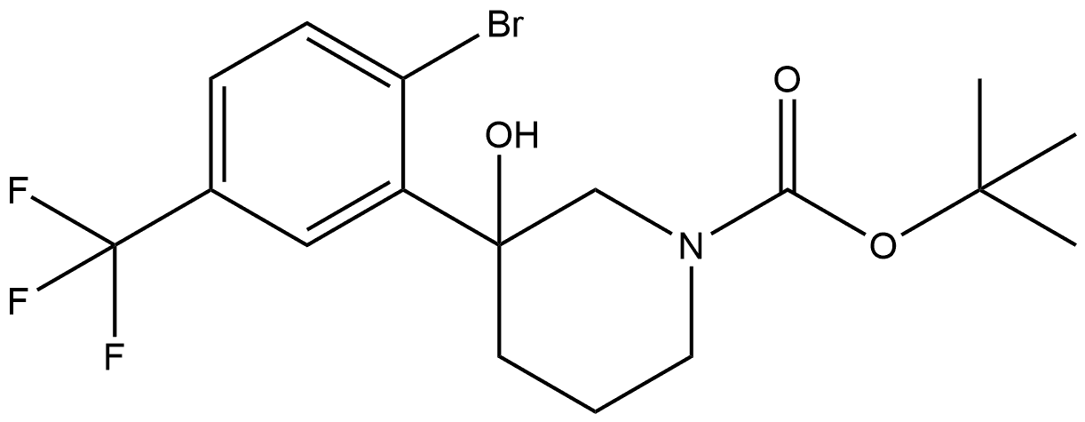 1,1-Dimethylethyl 3-[2-bromo-5-(trifluoromethyl)phenyl]-3-hydroxy-1-piperidin... 结构式