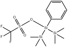 Methanesulfonic acid, trifluoro-, 2,2,2-trimethyl-1-phenyl-1-(trimethylsilyl)disilanyl ester (9CI) Structure