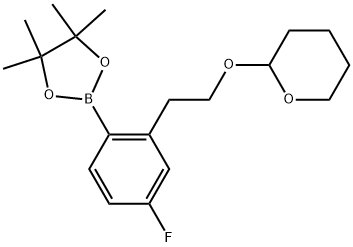2-[2-[5-Fluoro-2-(4,4,5,5-tetramethyl-1,3,2-dioxaborolan-2-yl)phenyl]ethoxy]tetrahydro-2H-pyran Struktur