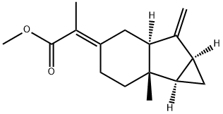 Methyl (2E)-2-[(1aR,1bS,5aS,6aS)-octahydro-1b-methyl-6-methylenecycloprop[a]inden-4(1H)-ylidene]propanoate Struktur