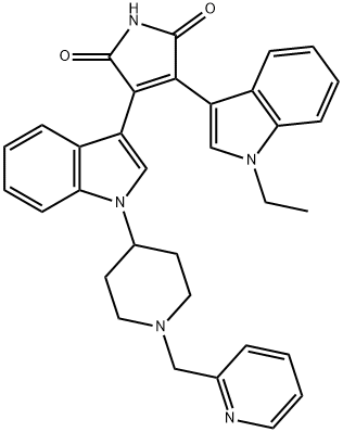 3-(1-Ethyl-1H-indol-3-yl)-4-[1-[1-(2-pyridinylmethyl)-4-piperidinyl]-1H-indol-3-yl]-1H-pyrrole-2,5-dione Struktur