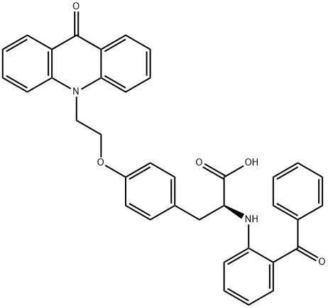 N-(2-Benzoylphenyl)-O-[2-(9-oxo-10(9H)-acridinyl)ethyl]-L-tyrosine Struktur