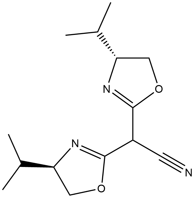 2,2-双((R)-4-异丙基-4,5-二氢噁唑-2-基)乙腈,1373051-75-2,结构式