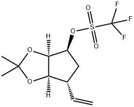 (3AR,4S,6R,6AR)-2,2-二甲基-6-乙烯基四氢-4H-环戊[D][1,3]二氧杂环戊烯-4-基三氟甲磺酸酯,1373333-65-3,结构式
