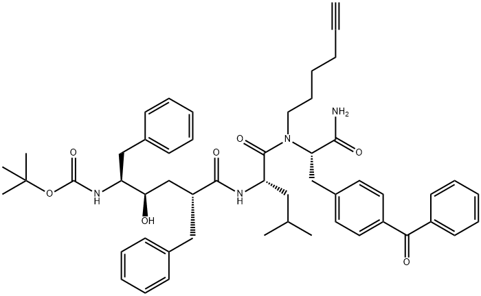 L-Phenylalaninamide, N-[(2R,4R,5S)-5-[[(1,1-dimethylethoxy)carbonyl]amino]-4-hydroxy-1-oxo-6-phenyl-2-(phenylmethyl)hexyl]-L-leucyl-4-benzoyl-N-5-hexyn-1-yl-|化合物 T24371