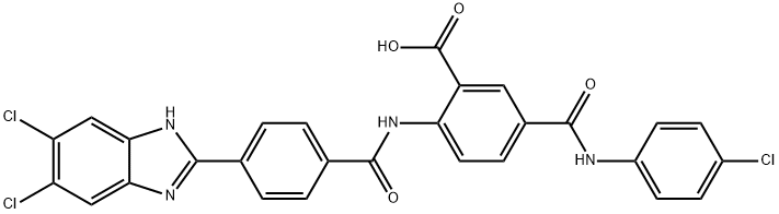 5-(4-chlorophenyl-carbamoyl)-2-(4-(5,6-di-chloro-1H-benzo[d]imidazol-2-yI)benzamido)benzoic acid Structure