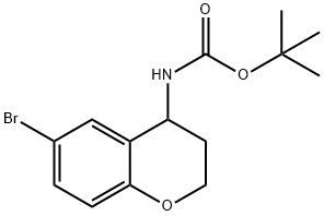 Carbamic acid, N-(6-bromo-3,4-dihydro-2H-1-benzopyran-4-yl)-, 1,1-dimethylethyl ester Struktur